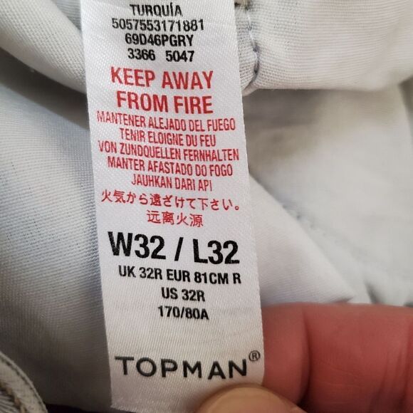 Topman Gray Stretch Skinny Jean Sz32/32 fits like 30/30 - Picture 11 of 13